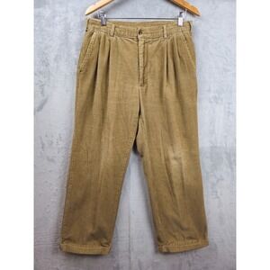 Vtg Alexander Julian 33x26.5 Brown Baggy Corduroy Pleated Cuffed Pants
